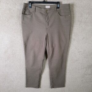 Chino Pants Womens‎ 2.5 (US 14) Brown Paisley Glitter Ankle 5 Pocket Stretch